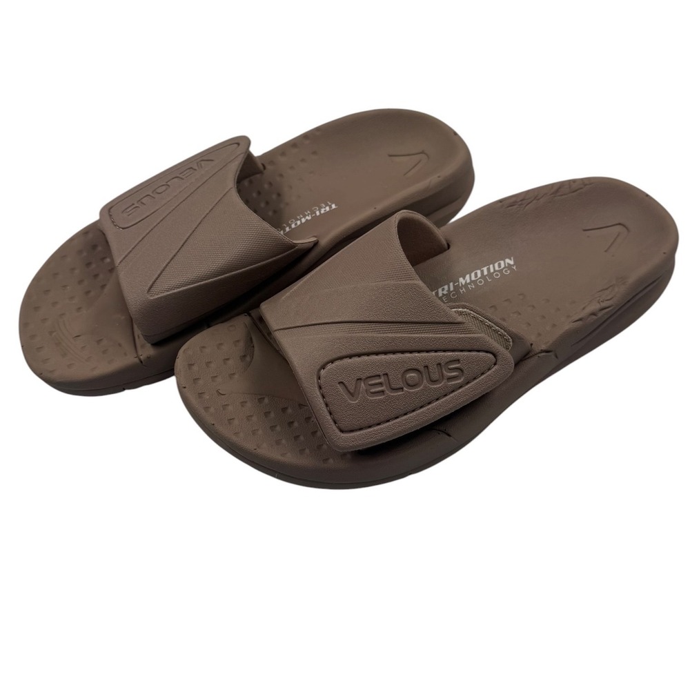 Velous Active Adjustable Slide Brown Men 10 W 12 Tri-Motion Recovery Sandal NWOT - Picture 3 of 10